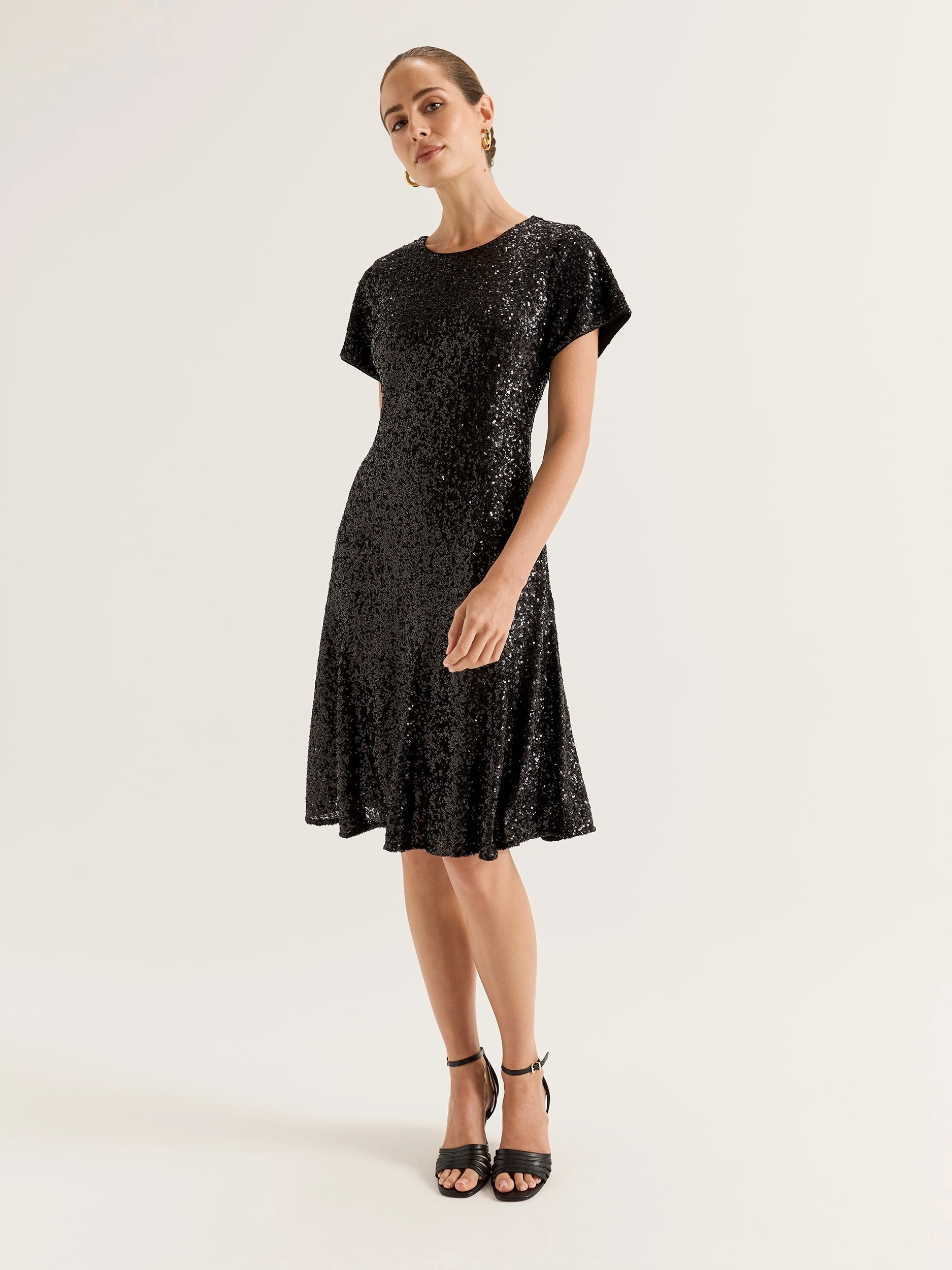 High-Neck Layered Wear Sequin Mini Dress