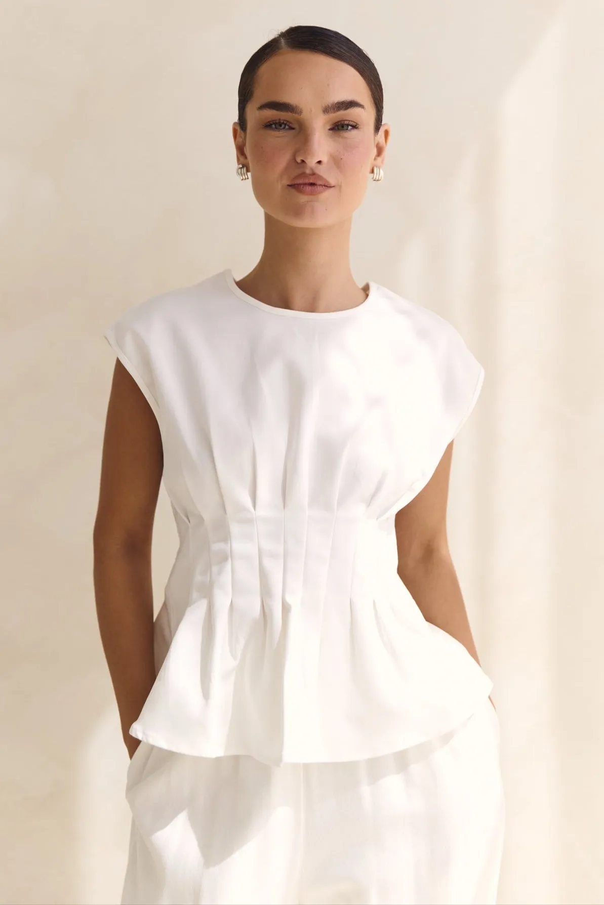 Mesh Lining Brushed Interior Seraphina Top (White)