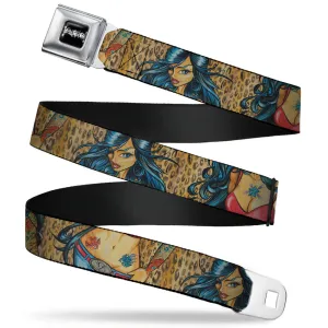 SEXY INK GIRLS Full Color Black White Seatbelt Belt - Leah Webbing