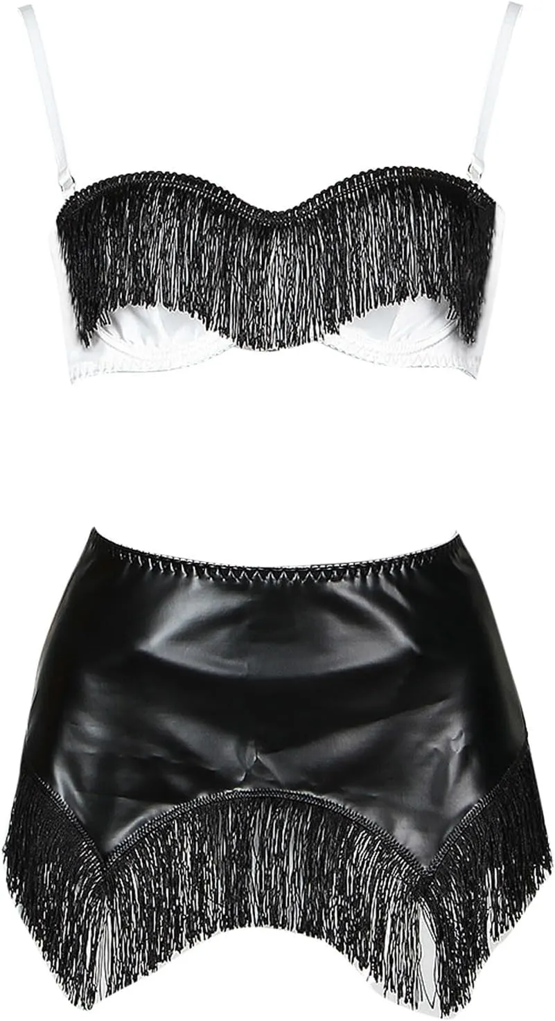 Sexy Lingerie for Women Cloth Combination Short Skirt Contrast Color Lingerie Three Piece Set