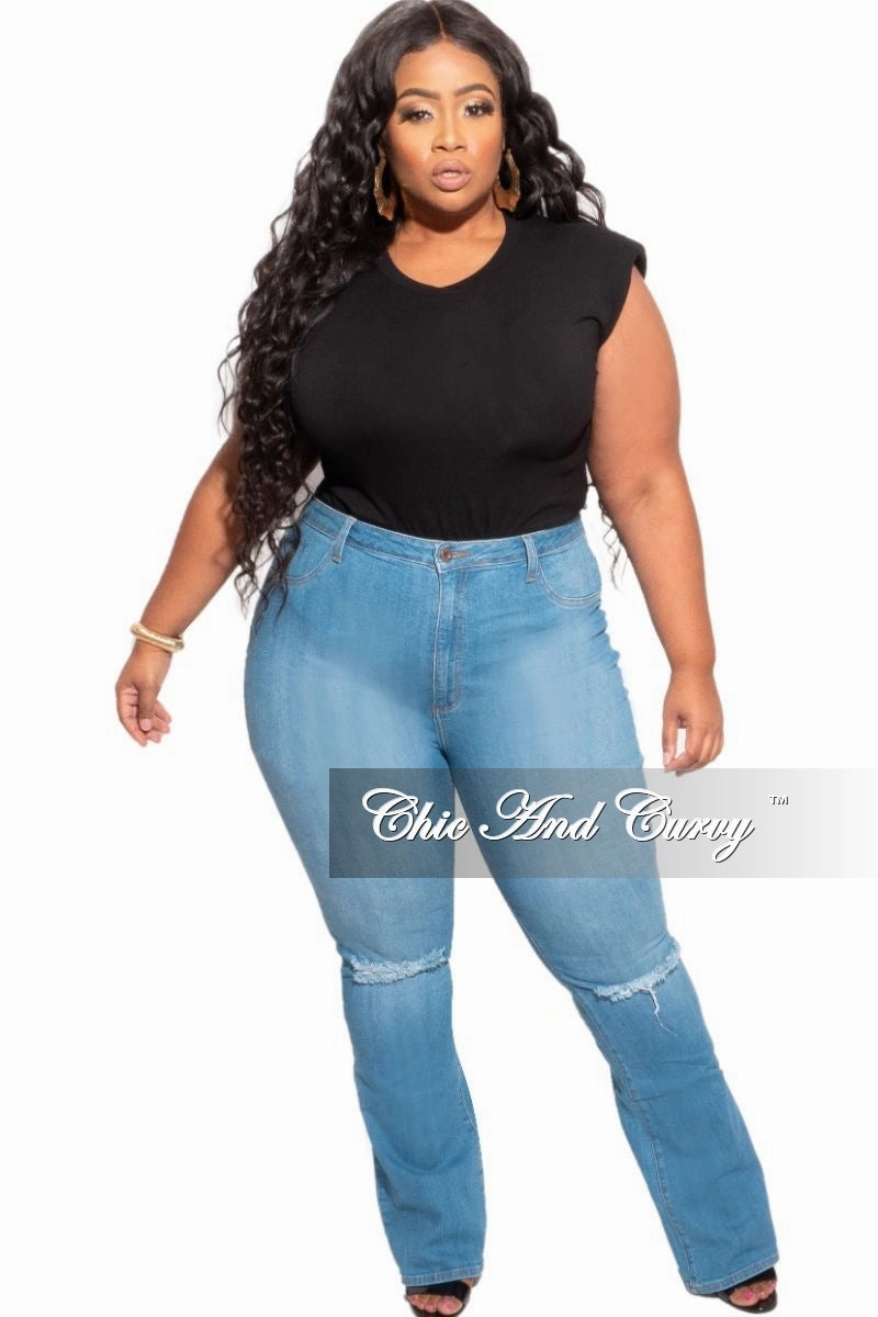 Final Sale Plus Size Sleeveless Top with Shoulder Pads in Black High Waist Stretch Water Repellent
