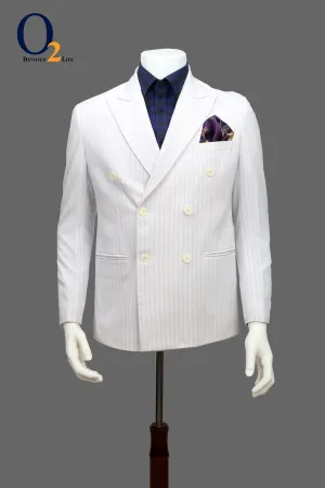 Sharp Luxurious Men's Double-Breasted White Suit collection