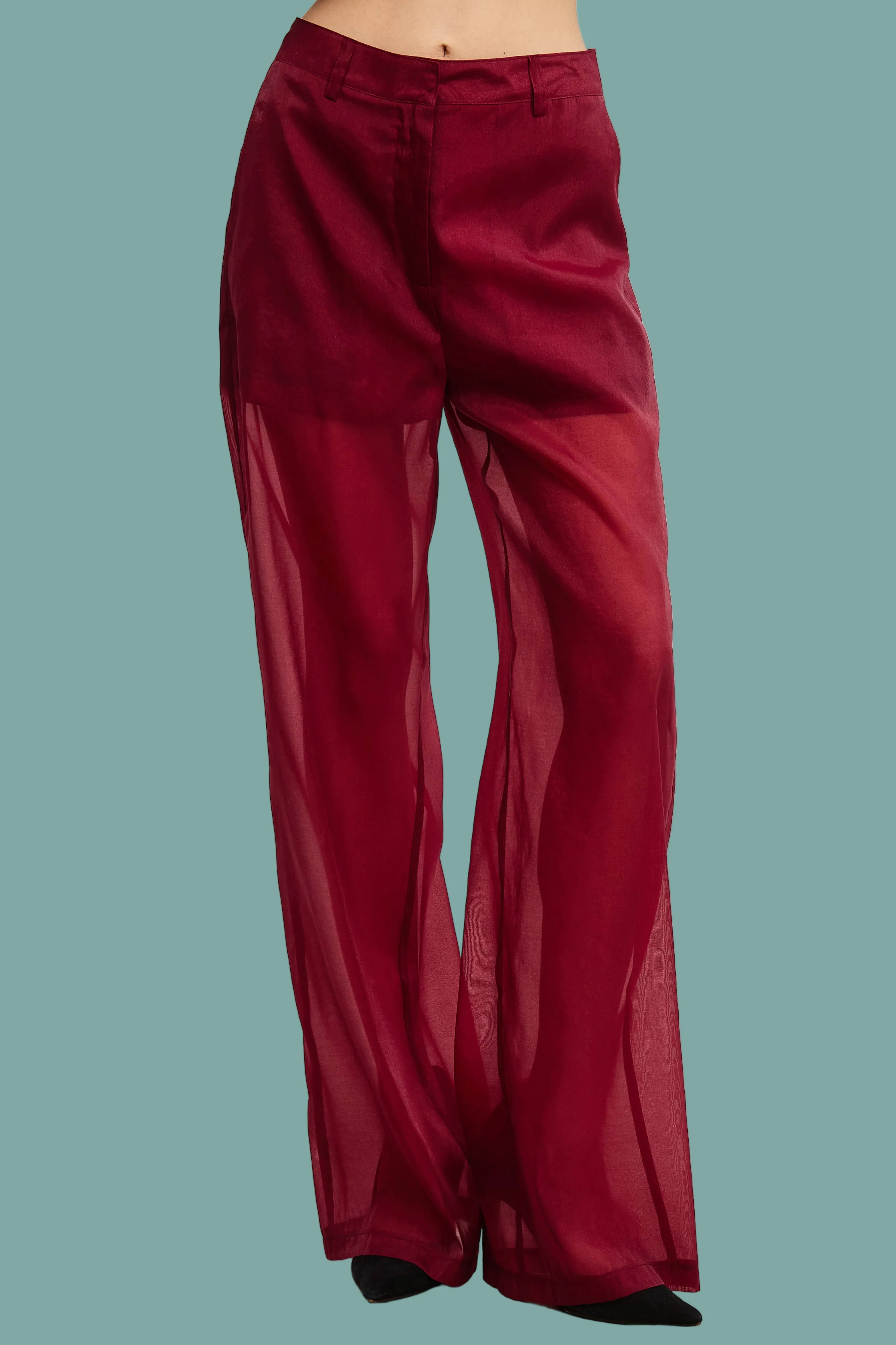 Mid Rise Sport Comfort Fit Sheer Trousers With Lining