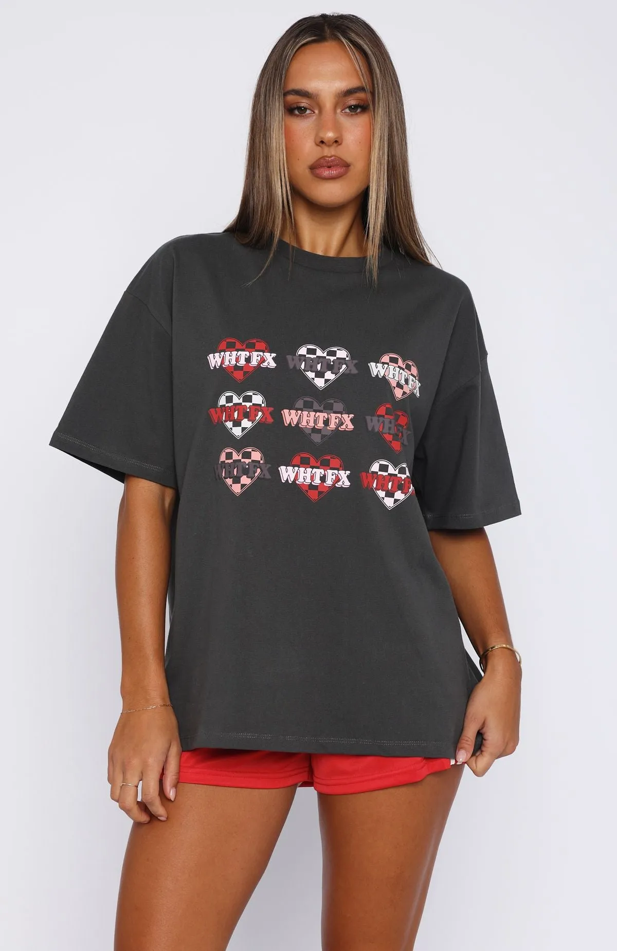 She's Too Nice Oversized Tee Charcoal SweatGuard Lining