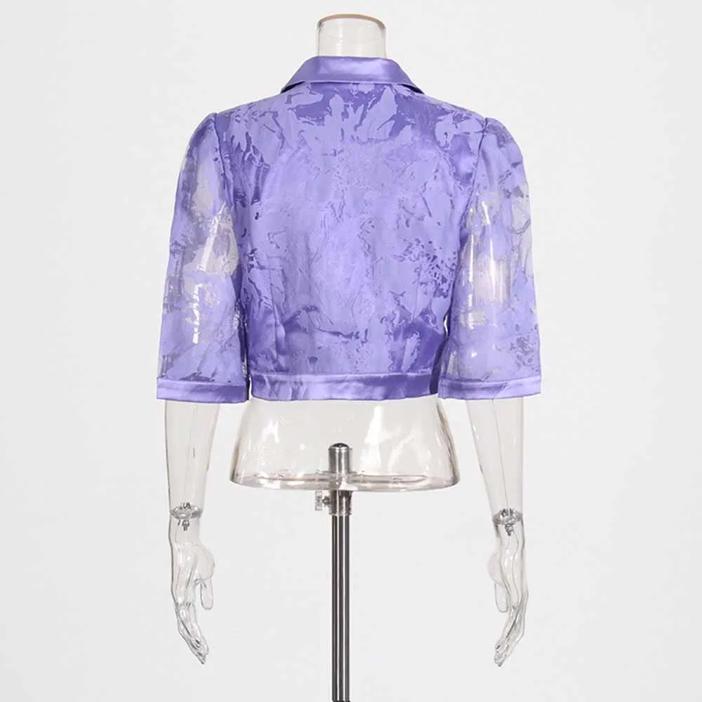Shirt Collar Two Piece Midi Skirt Suit With Half-Sleeves