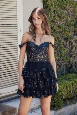 Short Off Shoulder Tiered Dress_K856