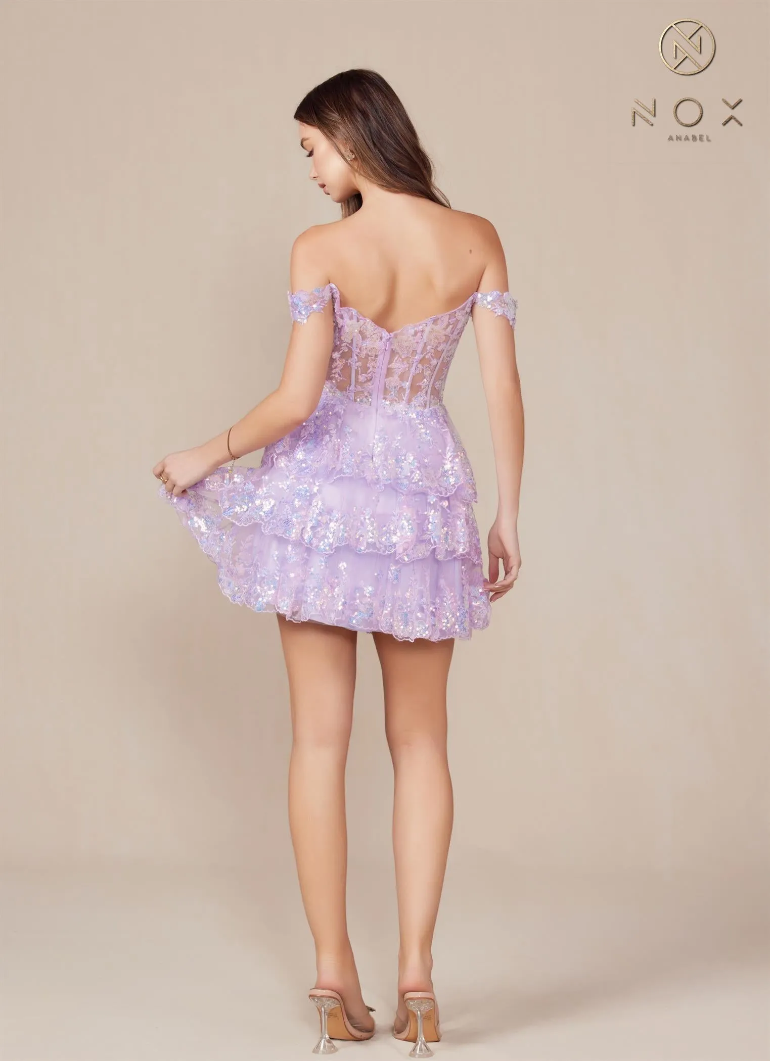 Short Off Shoulder Tiered Dress_K856