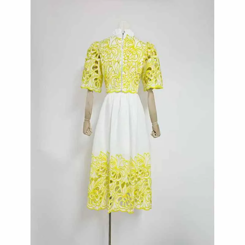 Short Sleeve Embroidered Two Piece Midi Skirt Suit