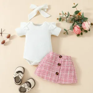 Short-sleeved Blouse and Skirt Suit for Babies