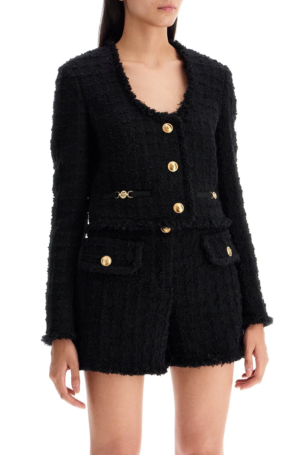 short tweed heritage jacket 1015744 1A10096 BLACK