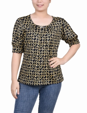 Short Sleeve Balloon Sleeve Top MinimalistDesign