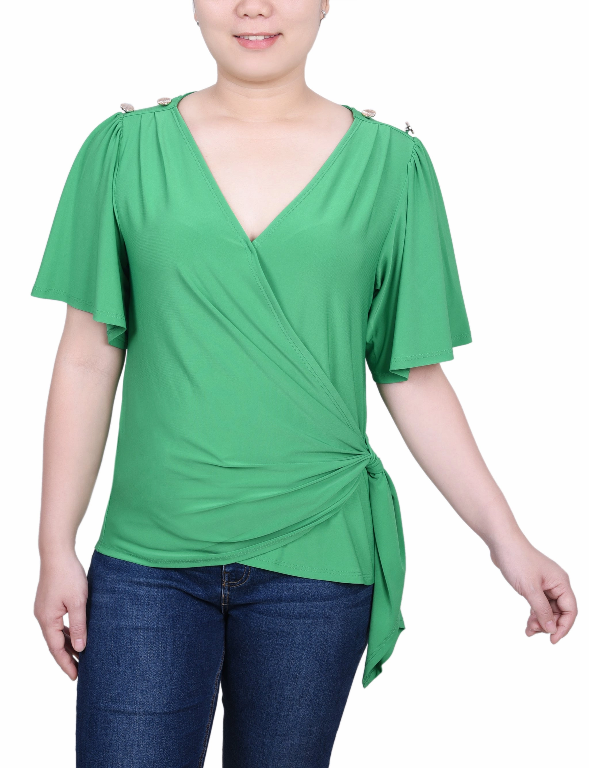Modern Polo Short Sleeve Wrap Top