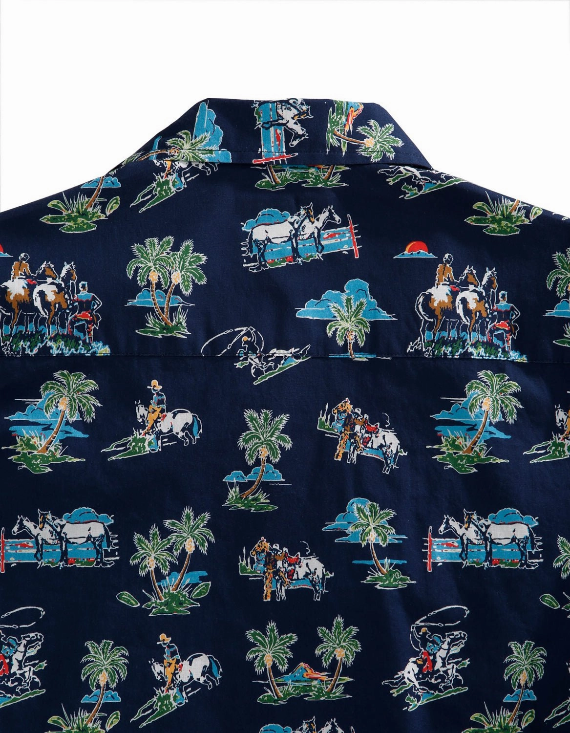 Tin Haul Mens Blue 100% Cotton Cowboy Tropics S/S Hawaiian Shirt Stylish Detail Weekend Outing