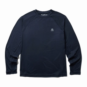 Wolverine Mens Dark Navy Polyester L/S Tactical Sun-Stop Eco Crew Soft touch finish Breathable Underarm Vents