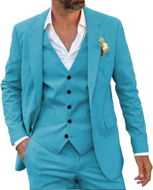 SHUZHXLZANGY Men's 3 Piece Summer Linen Suits for Men Slim Fit Casual Suit for Beach Wedding Suits Prom Suits Formal Business