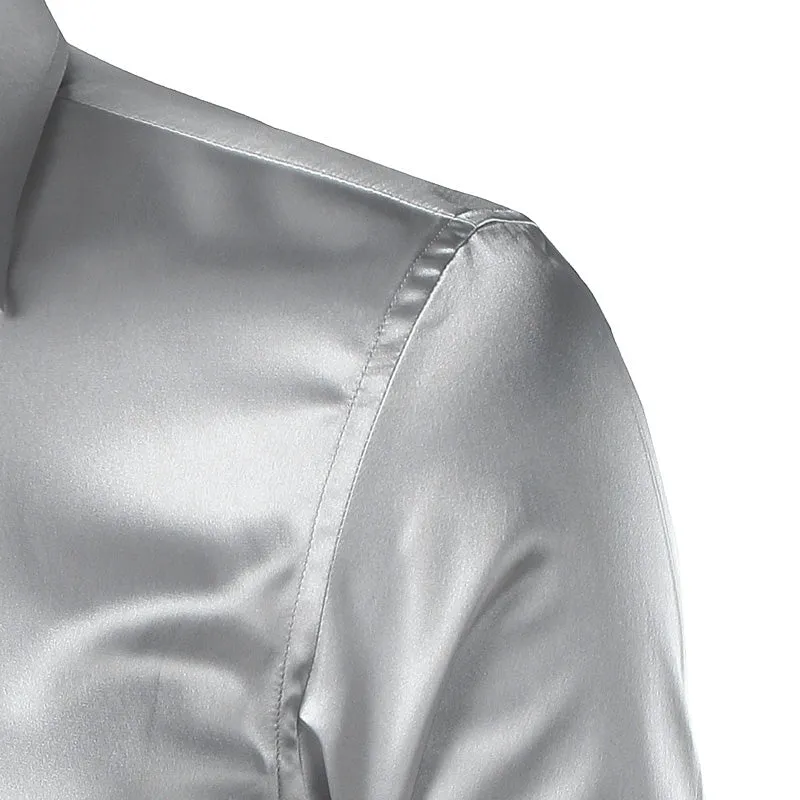 Silky Satin Men Dress Shirt For Formal, Party and Clubbing