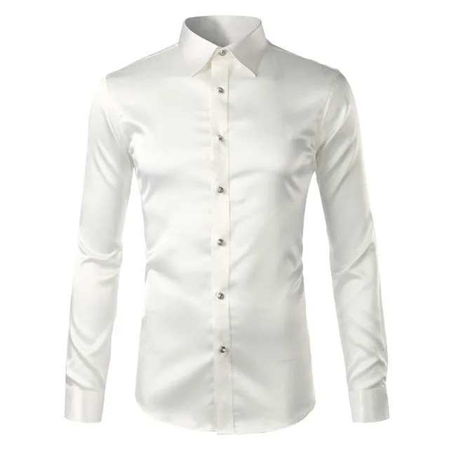 Silky Satin Men Dress Shirt For Formal, Party and Clubbing