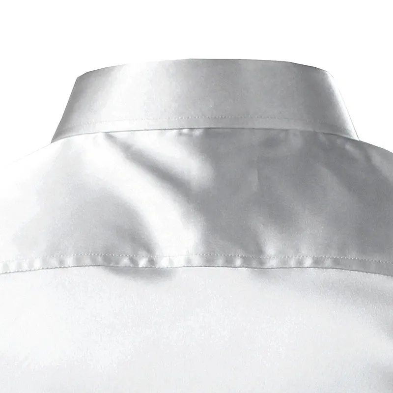 Silky Satin Men Dress Shirt For Formal, Party and Clubbing