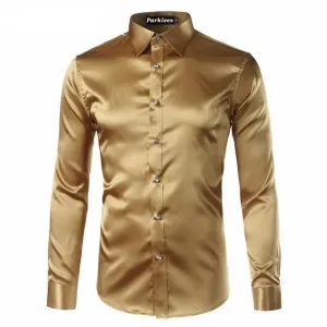 Silky Satin Men Dress Shirt For Formal, Party and Clubbing