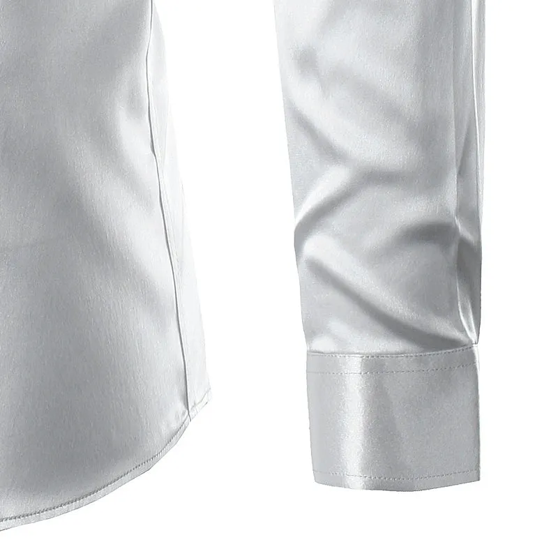 Silky Satin Men Dress Shirt For Formal, Party and Clubbing