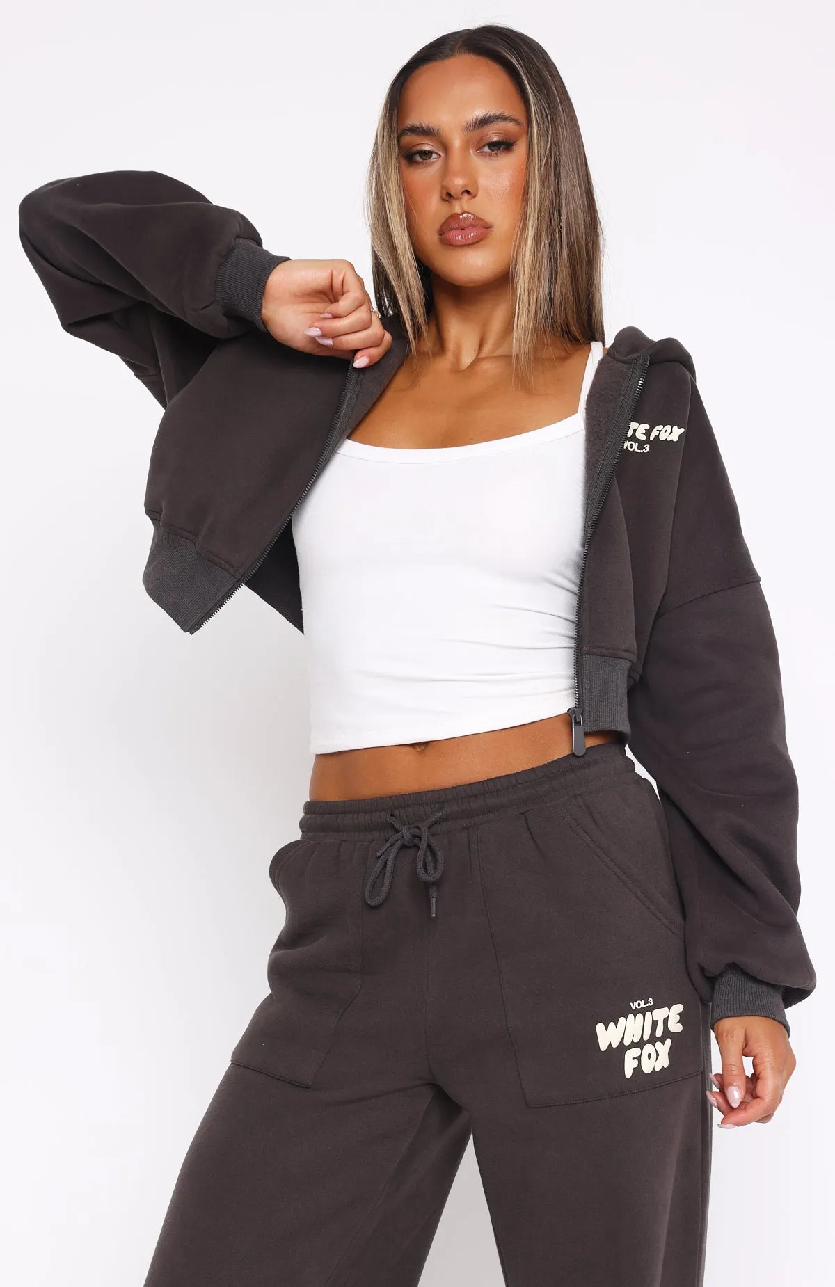 Offstage Cropped Zip Hoodie Shadow Unisex Fit Fresh Casual Wear