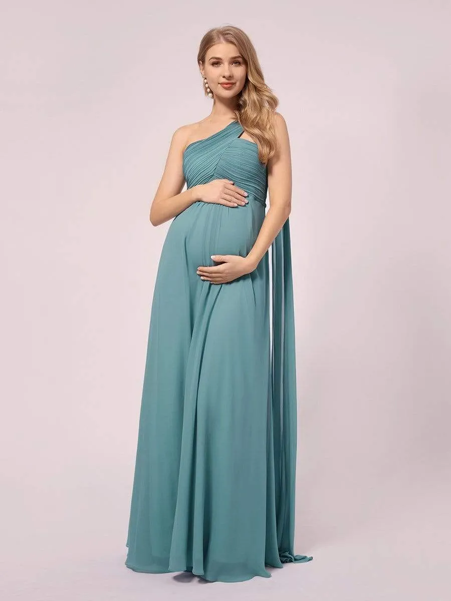 Simple One Shoulder Chiffon Maternity Dresses