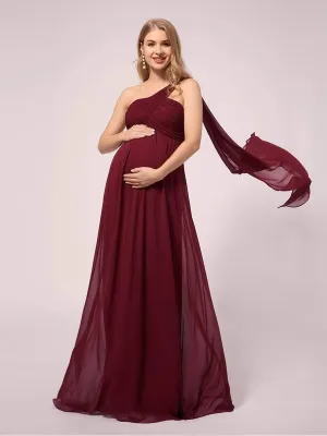 Simple One Shoulder Chiffon Maternity Dresses
