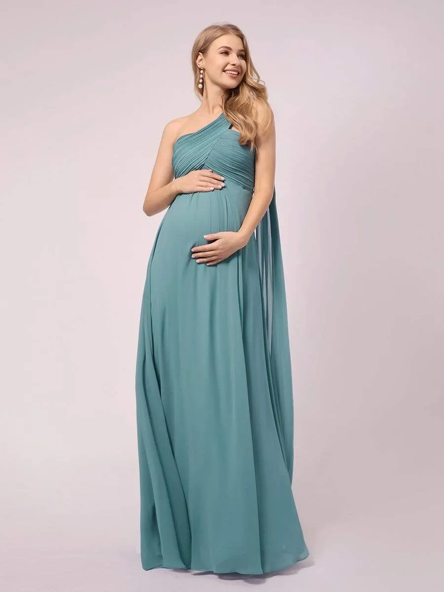Simple One Shoulder Chiffon Maternity Dresses