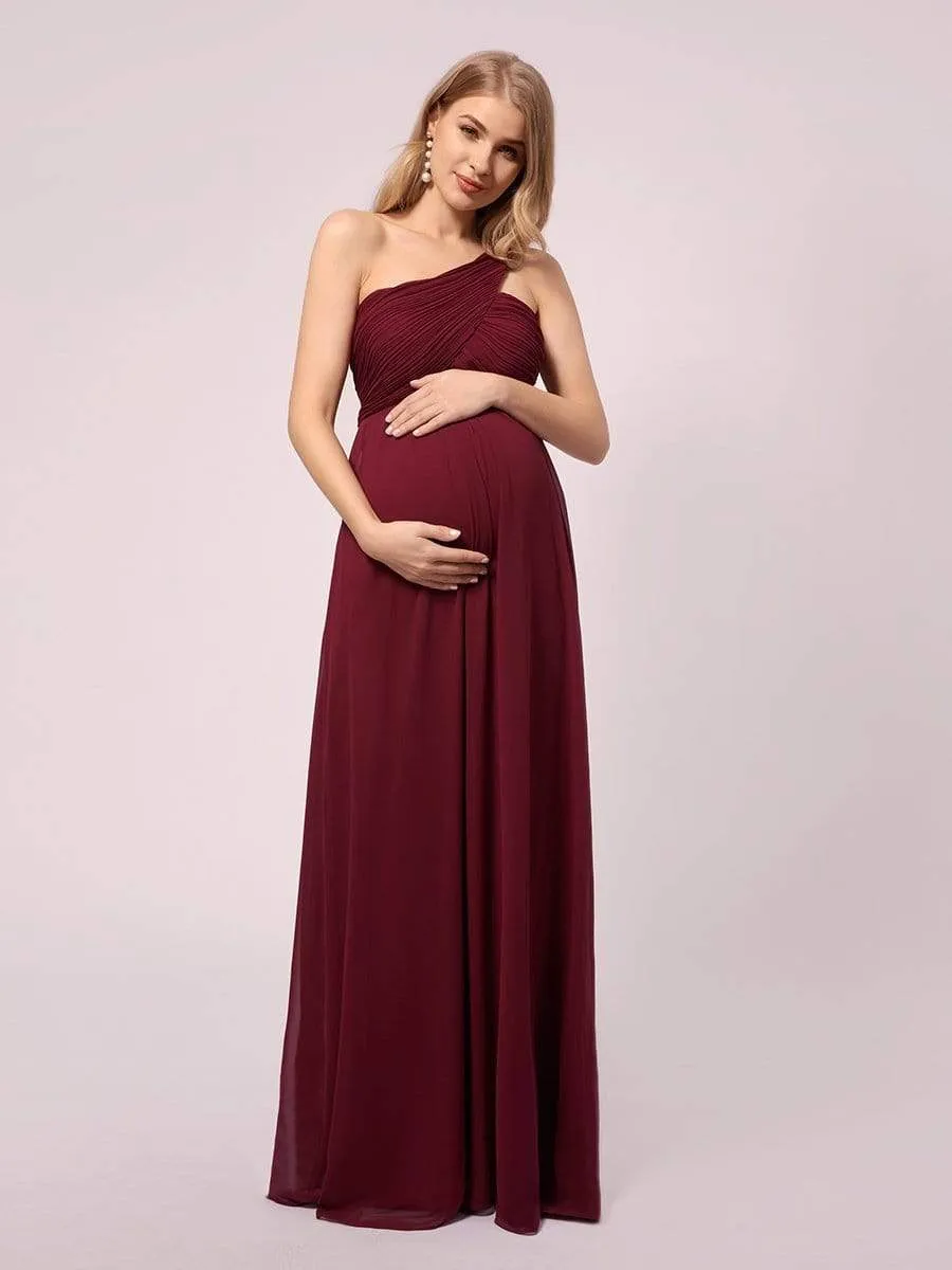 Simple One Shoulder Chiffon Maternity Dresses