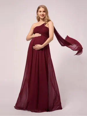 Simple One Shoulder Chiffon Maternity Dresses