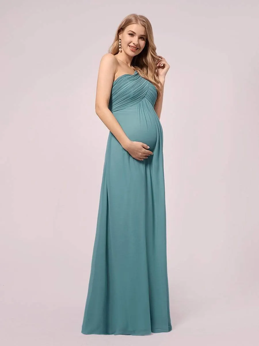 Simple One Shoulder Chiffon Maternity Dresses