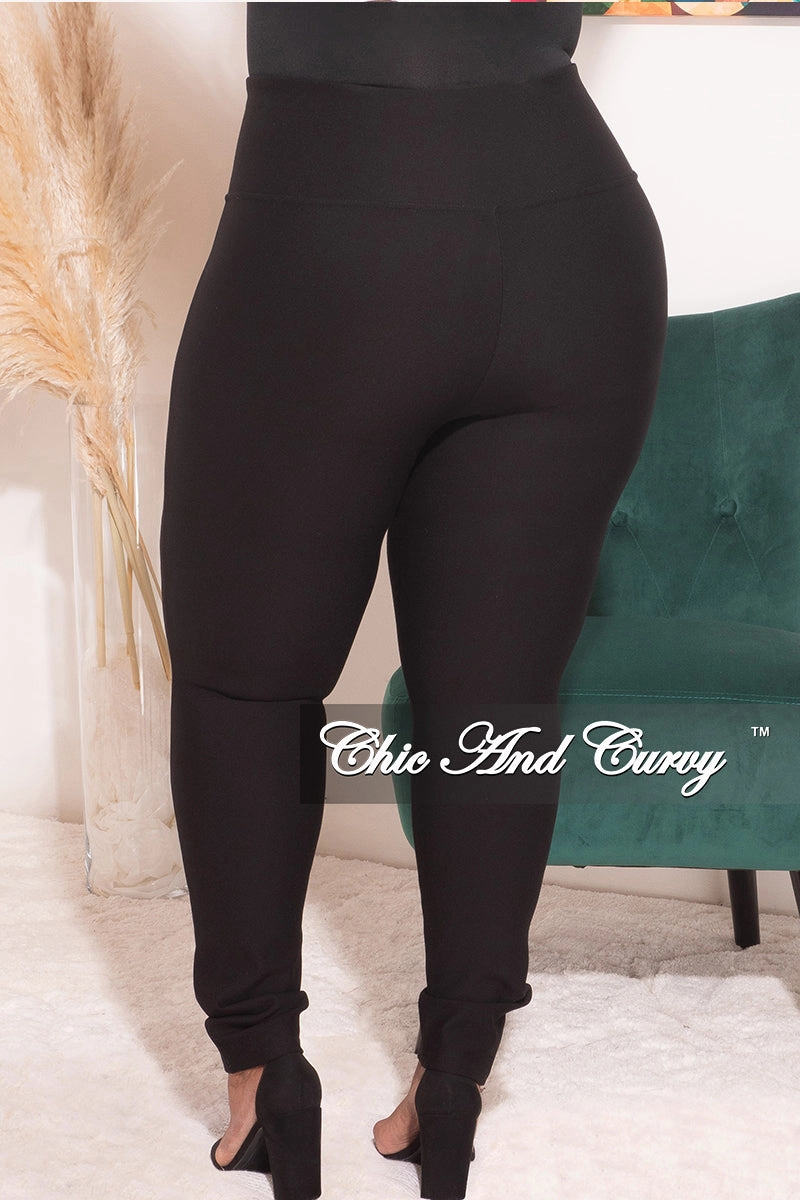 Loose Design Final Sale Plus Size High Waist Pants in Black