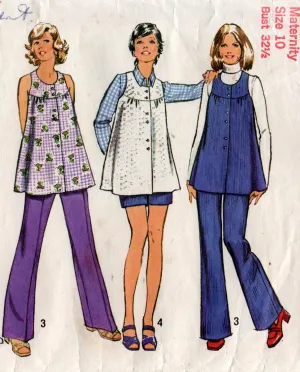 Simplicity 5421 Maternity Smock Top & Pants 1970s Vintage Sewing Pattern Size 10 or 12