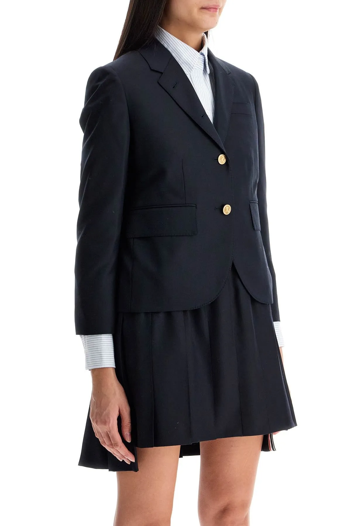 single-breasted cropped jacket in 120's wool FBC010V 00626 NAVY