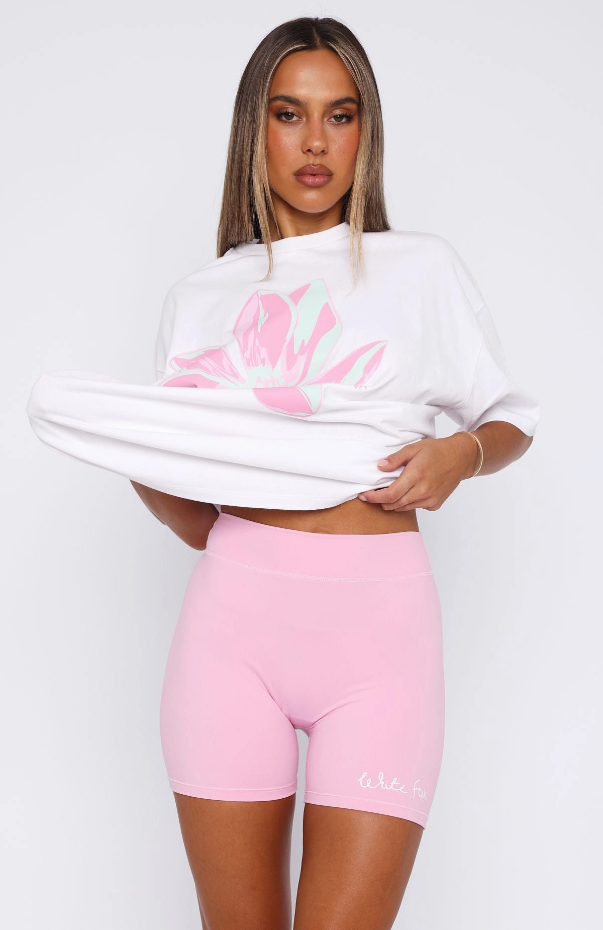 Pick You A Flower Bike Shorts Pink Relaxed Trend Daily Layered