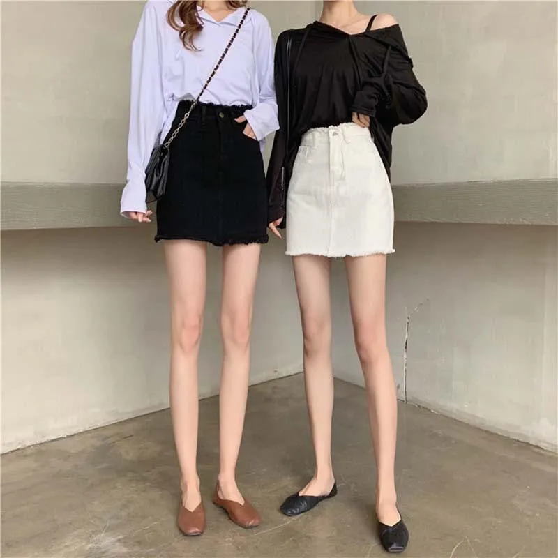 Skirt Women Hong Kong Slim Look High Waist White All-Matching Student Korean Hip Flattering A-Line Skirt