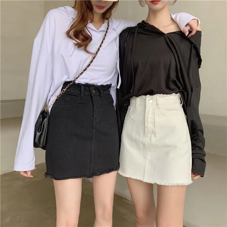 Skirt Women Hong Kong Slim Look High Waist White All-Matching Student Korean Hip Flattering A-Line Skirt