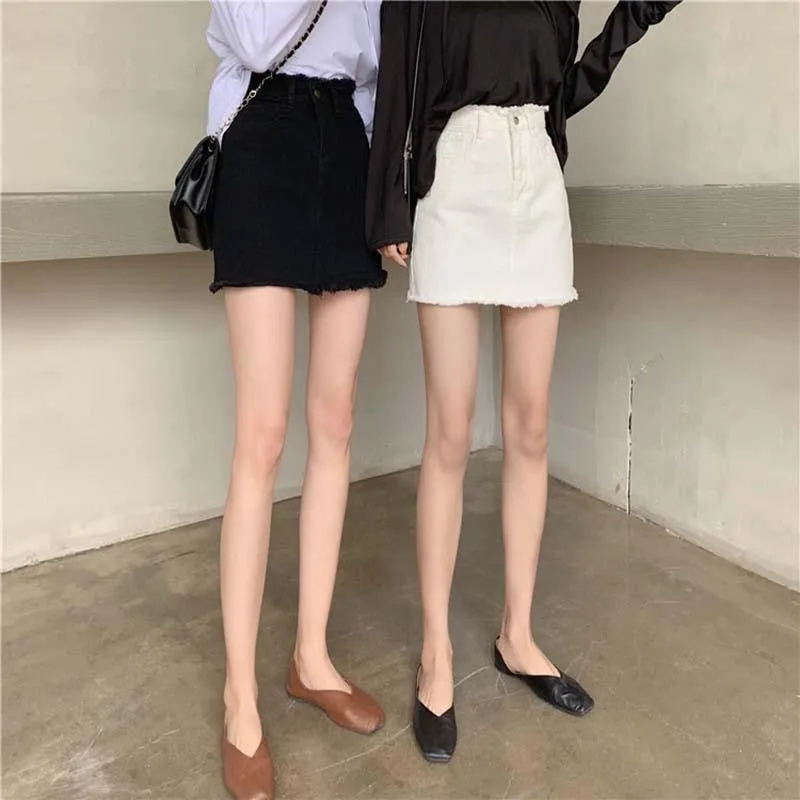 Skirt Women Hong Kong Slim Look High Waist White All-Matching Student Korean Hip Flattering A-Line Skirt