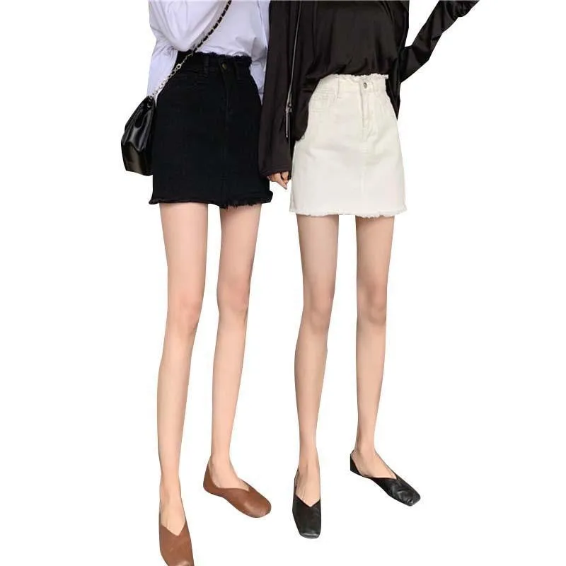 Skirt Women Hong Kong Slim Look High Waist White All-Matching Student Korean Hip Flattering A-Line Skirt