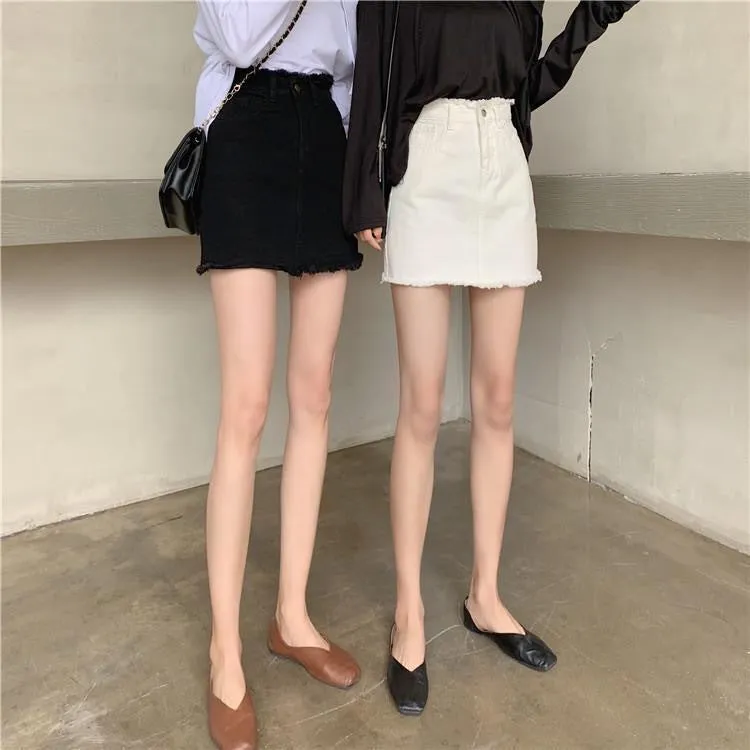 Skirt Women Hong Kong Slim Look High Waist White All-Matching Student Korean Hip Flattering A-Line Skirt