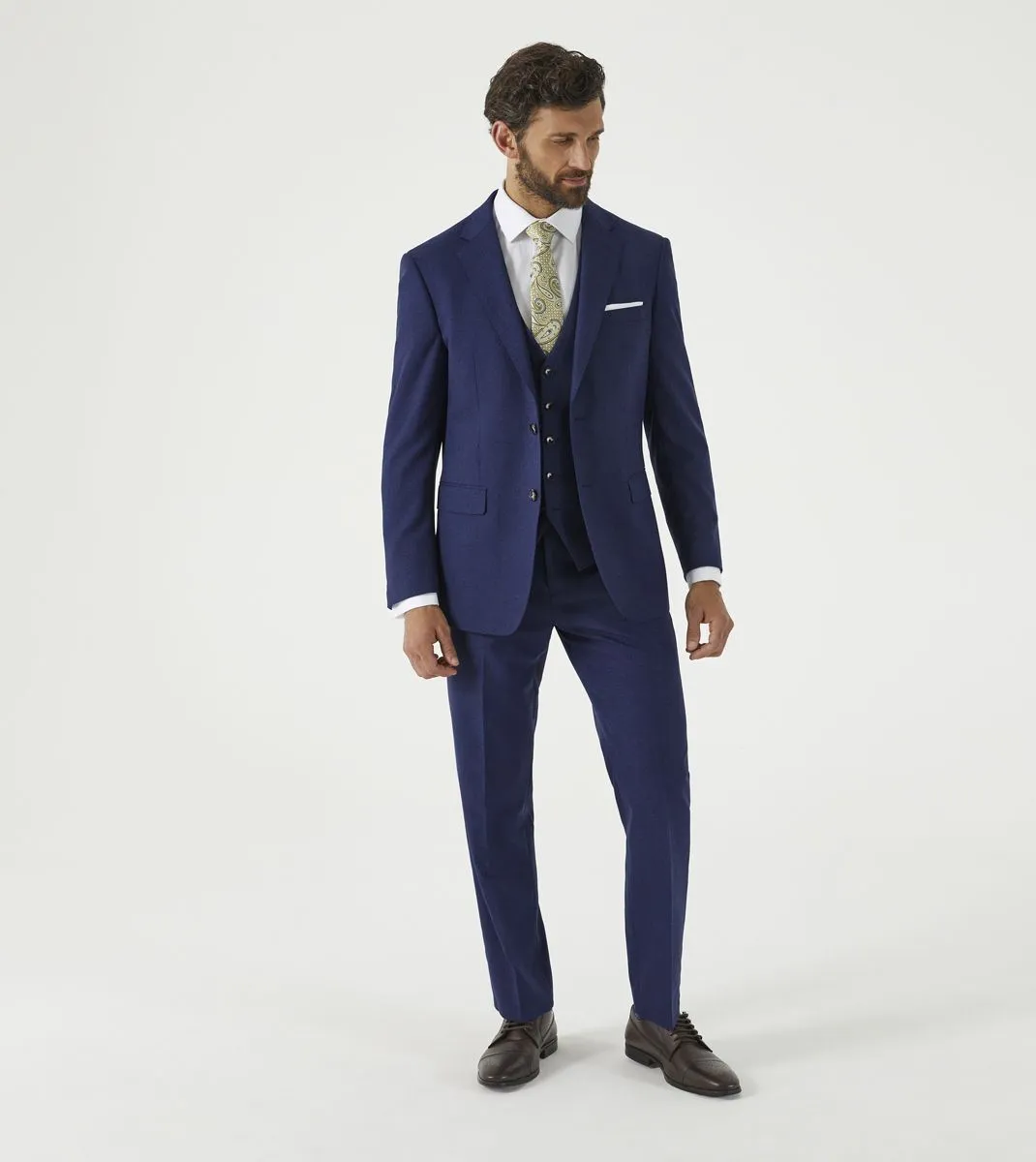 Skopes Jodrell Suit Tailored Fit Trousers For Men in Navy Blue Marl Tweed Effect, 30W to 58W