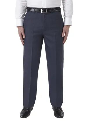 SKOPES Mens Wool Blend Flat Front Trousers in Airforce Blue