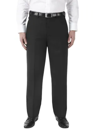 SKOPES Mens Wool Blend Flat Front Trousers in Black