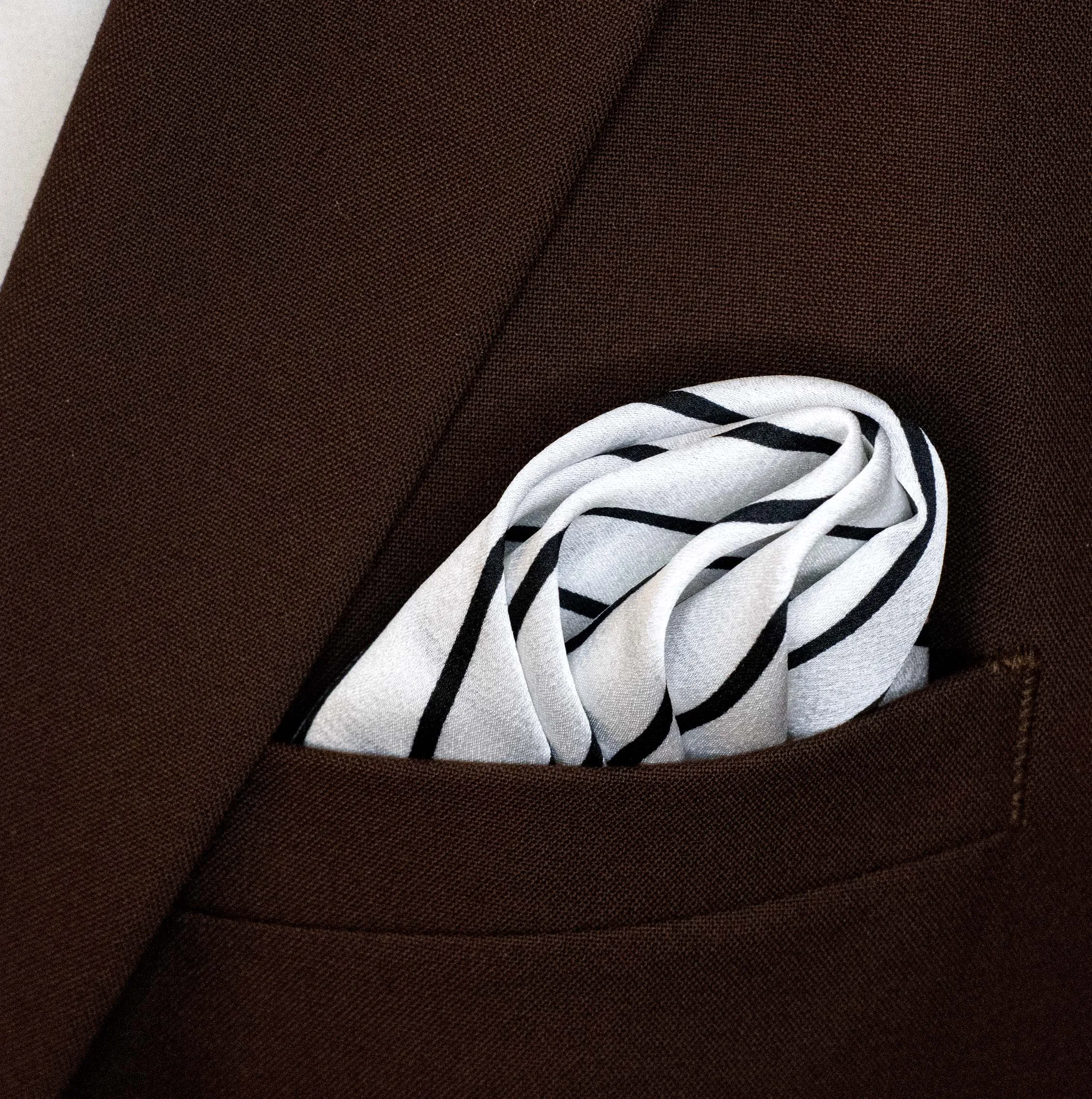 Sleek Black & White Stripes - Silk Pocket Squares