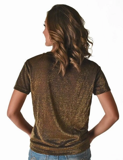 Cowgirl Tuff Womens Shimmer Breathe V Copper Nylon S/S T-Shirt Static Dissipating Fiber Lightweight texture