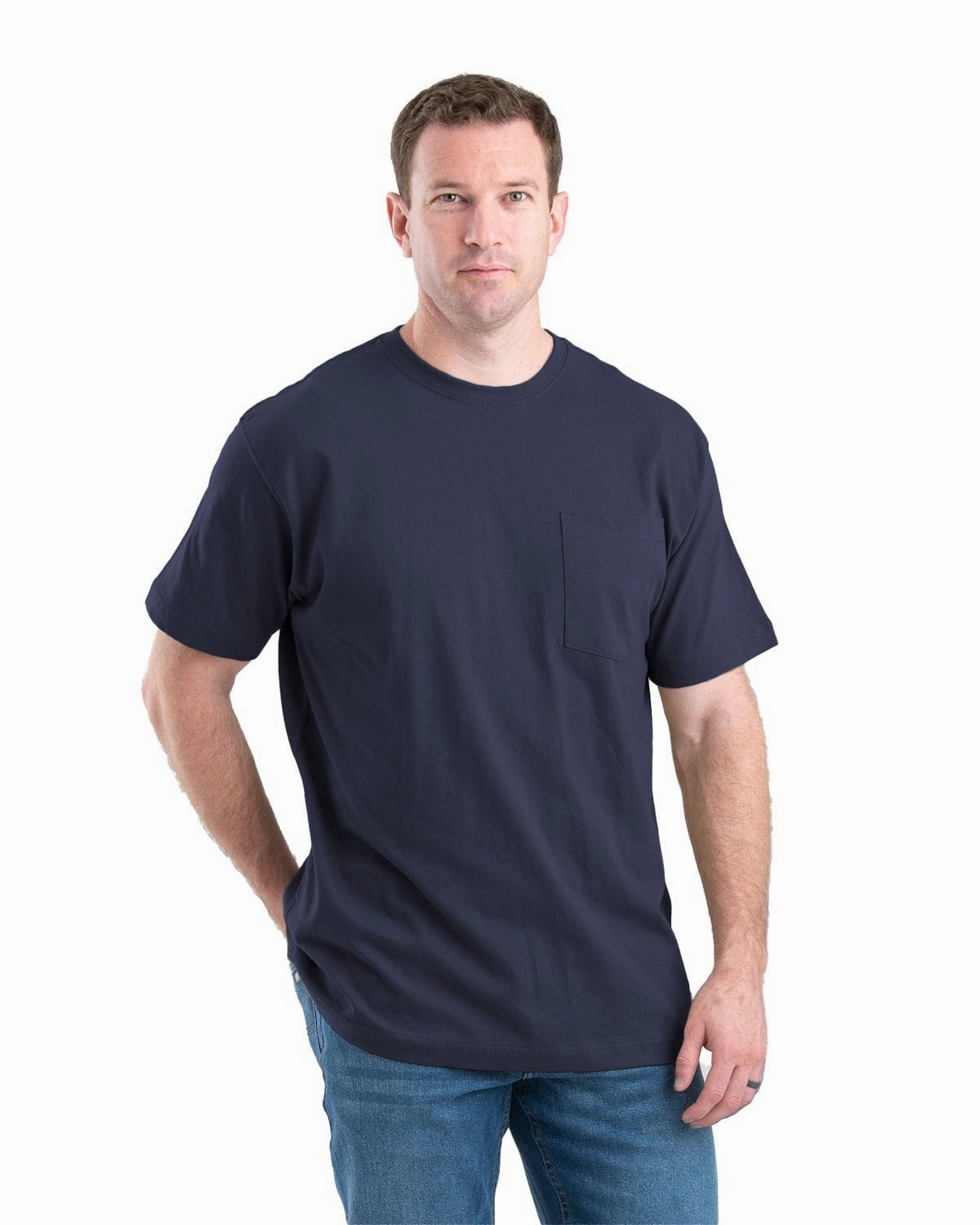 Berne Apparel Mens Heavyweight Pocket Tee Navy 100% Cotton S/S T-Shirt Comfy Vibe