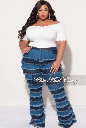 Windproof Design Final Sale Plus Size Frill Crop Top in White