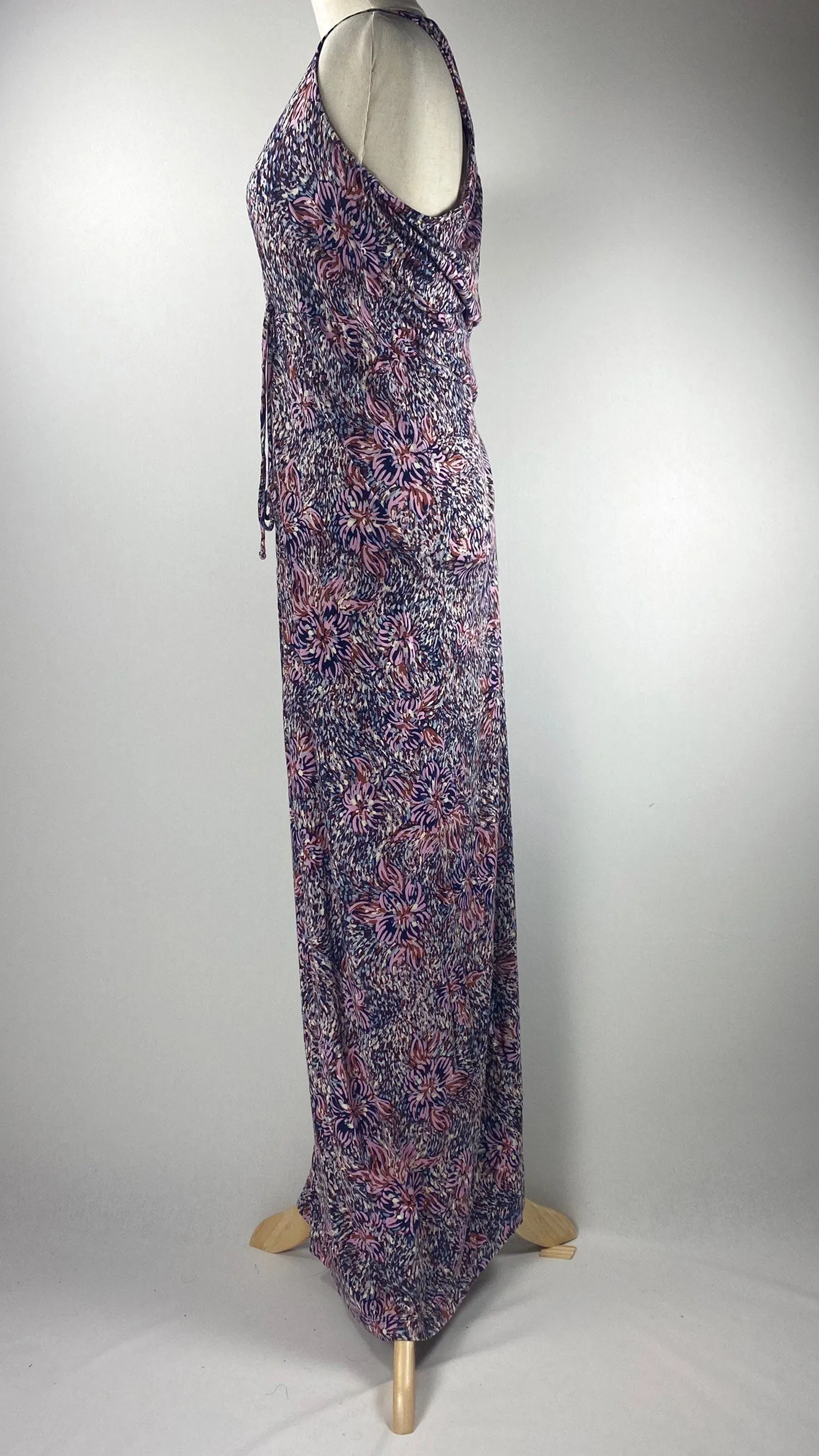 Sleeveless Maternity Maxi Dress, Pink/Blue