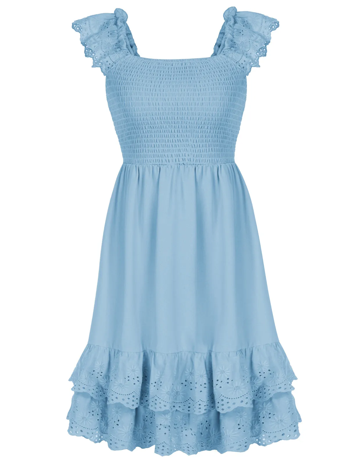 Sleeveless Smocked Bodice Tiered A-Line Dress