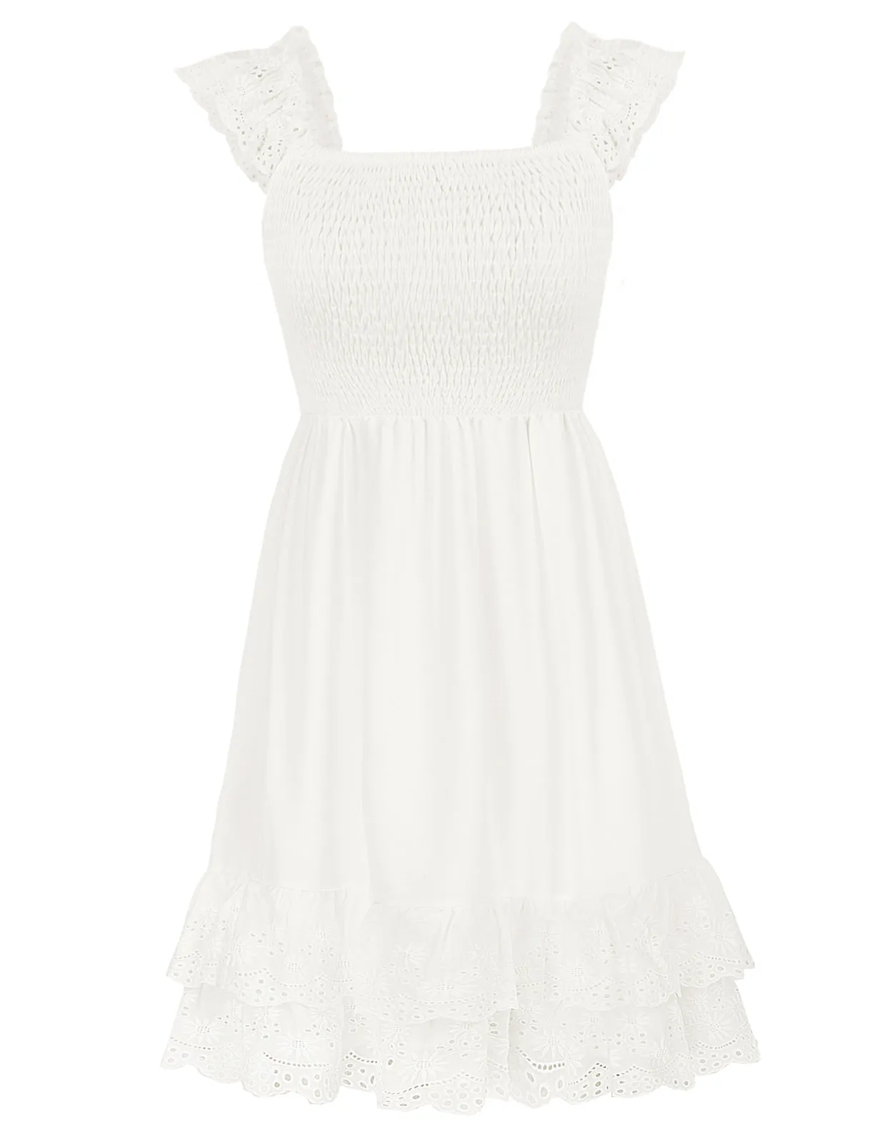 Sleeveless Smocked Bodice Tiered A-Line Dress